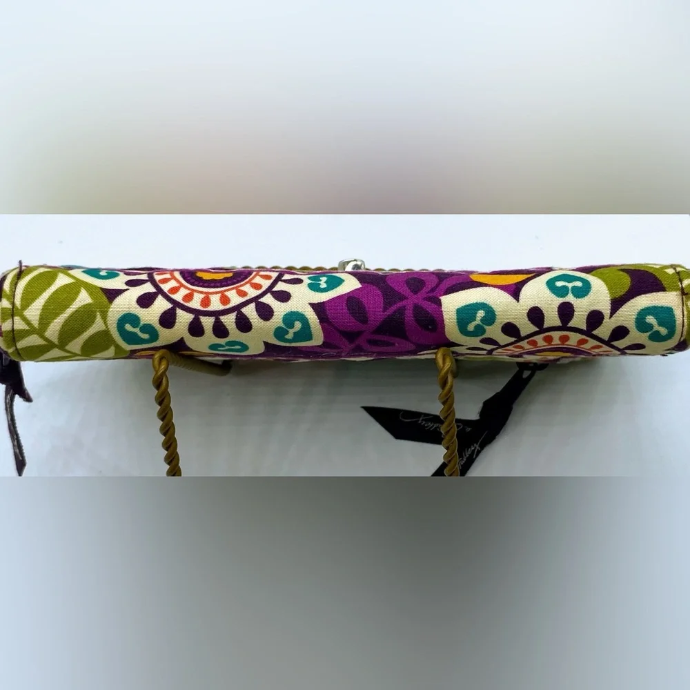 Vera Bradley Purple Quilted Floral Turnlock Wallet with Teal & Lime Accents Rare - Picture 7 of 7